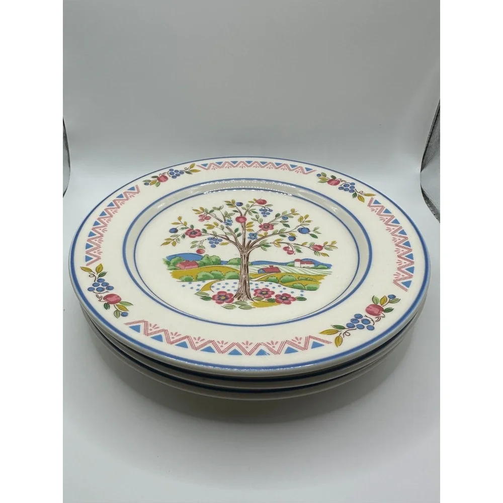 Vintage International‎ China Blueridge Pattern Set/3 Salad Bread Plates Nice!